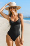 Traje de baño Mónaco negro control de abdomen fuerte (en stock)